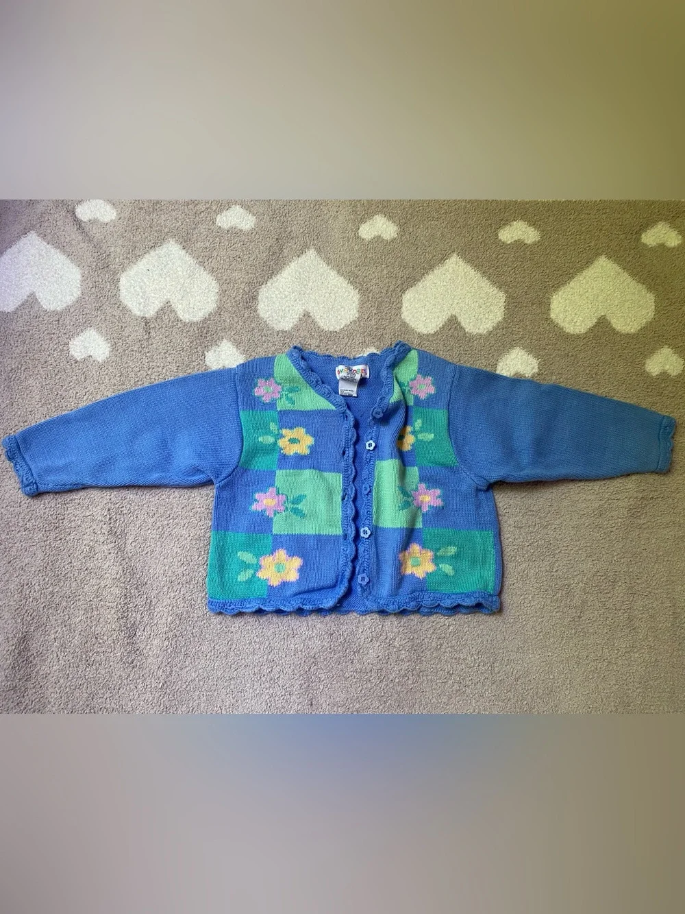 Gymboree 1998 Spring in Bloom 2/3yo blue floral block cardigan
